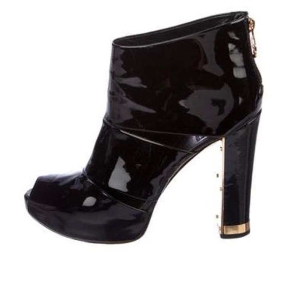 Tory Burch Black Patent Cut Out Booties - Picture 1 of 5